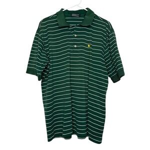 Masters Collection Men's Green Stripe 60's Two-Ply Mercerized Polo Shirt Large